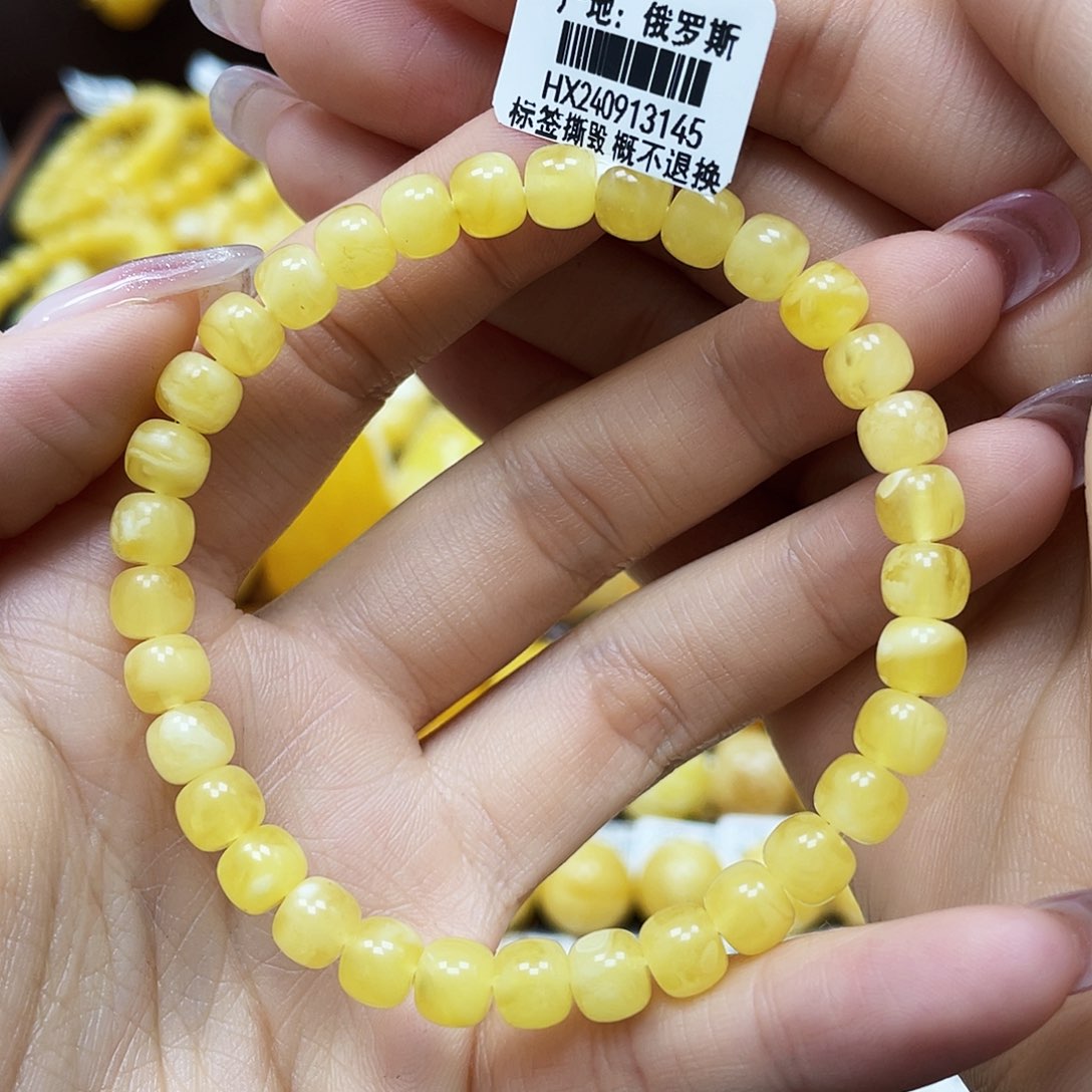 蜜蜡裸石未镶嵌老型手串6.6mm福利