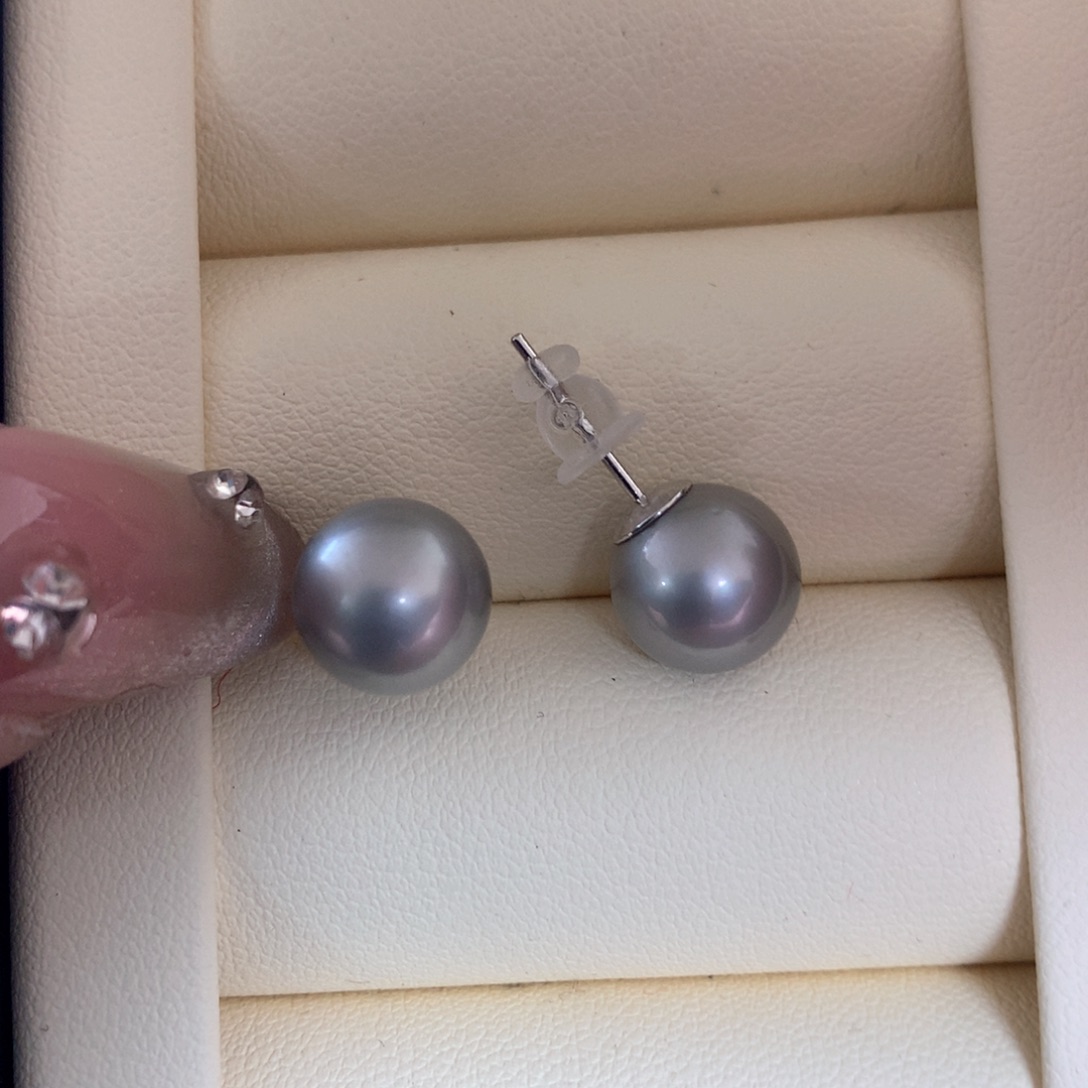 海水珍珠耳饰银S925镶嵌