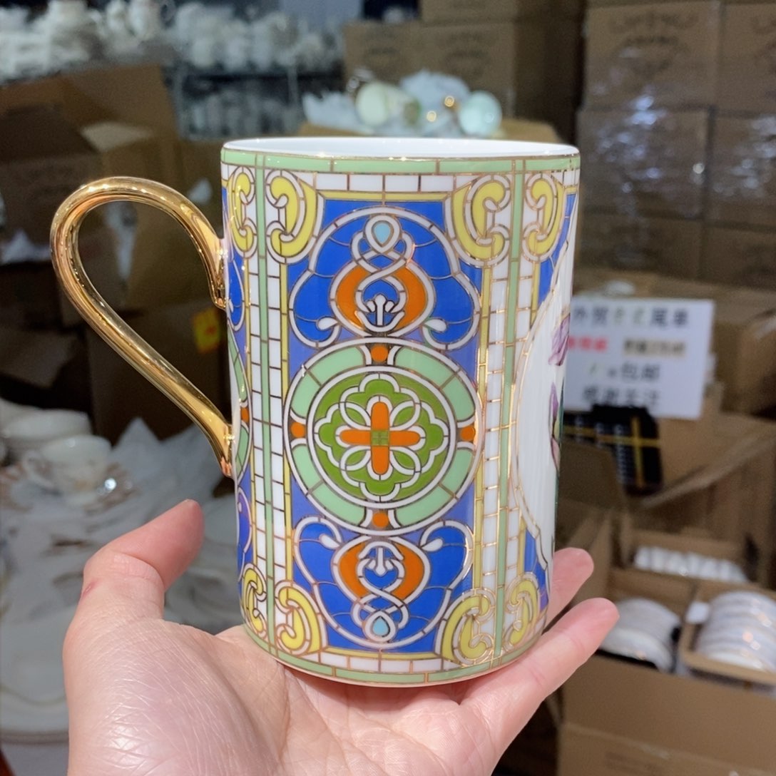 瓷鹅黄原单马克杯一个400ml微瑕