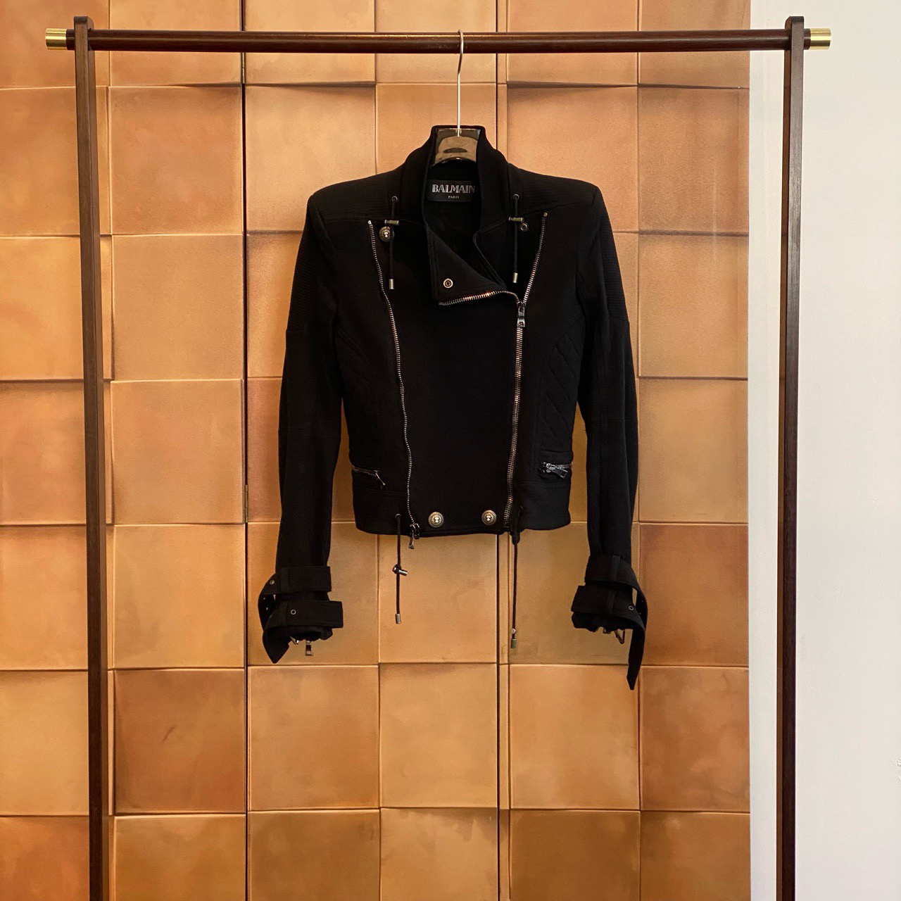 Balmain 黑色机车夹克外套/38码/98新/29235