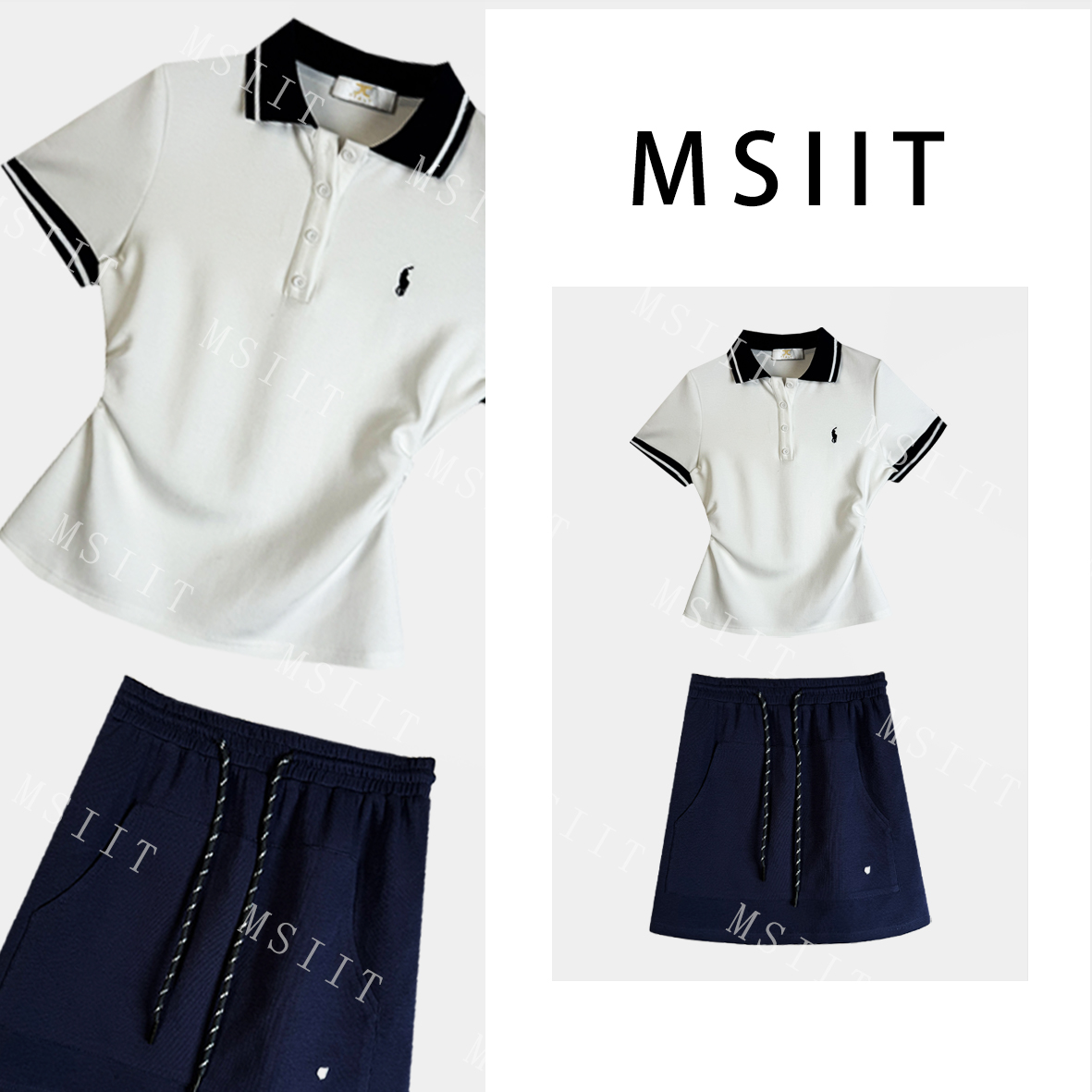 桐桐【甜心露珠】运动套头女装休闲夏季拼接百搭学院风套装TZ-147