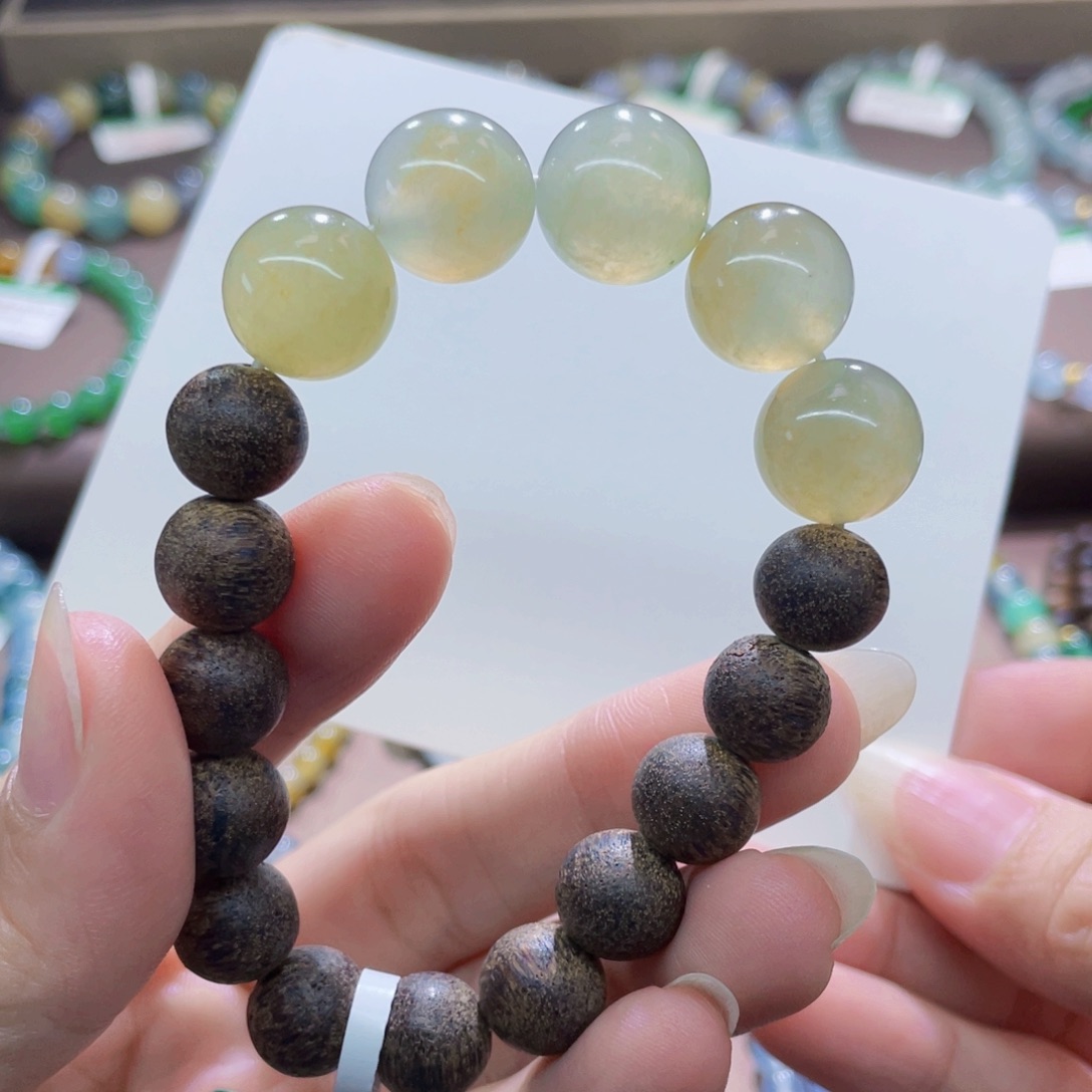 未镶嵌手链翡翠玻璃冰黄卡13+