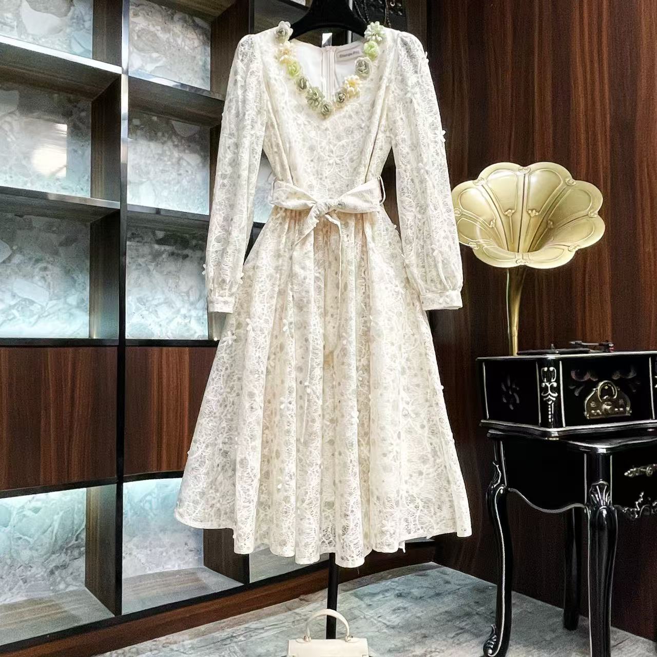 【云阶之境】[晖晖]轻奢设计师款优雅气质修身时尚连衣裙-86089