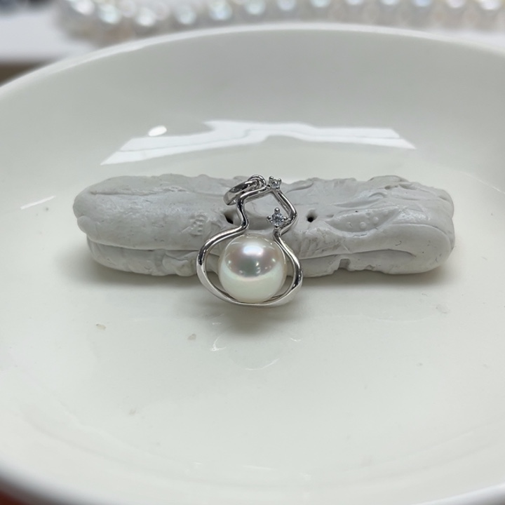 吊坠(不含链)银S925镶嵌海水珍珠AK8-9m 66号