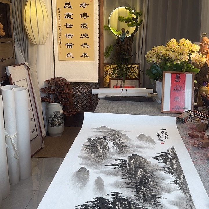 书法山水清音三尺画