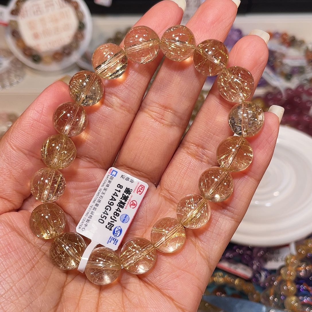 发晶手串未镶嵌金发11m