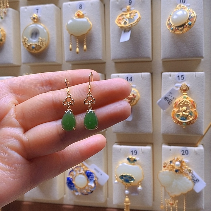 和田玉颈饰银S925镶嵌