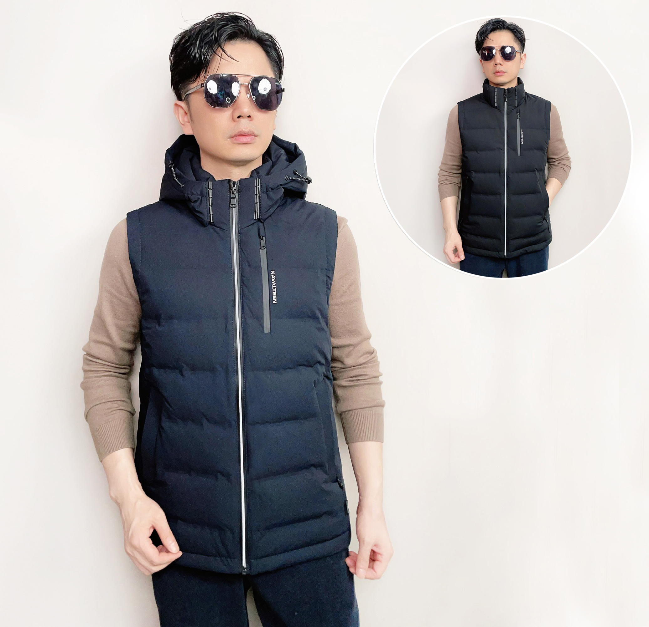 羽绒马甲 男士马甲品牌撤柜断码 加厚保暖可拆卸帽子