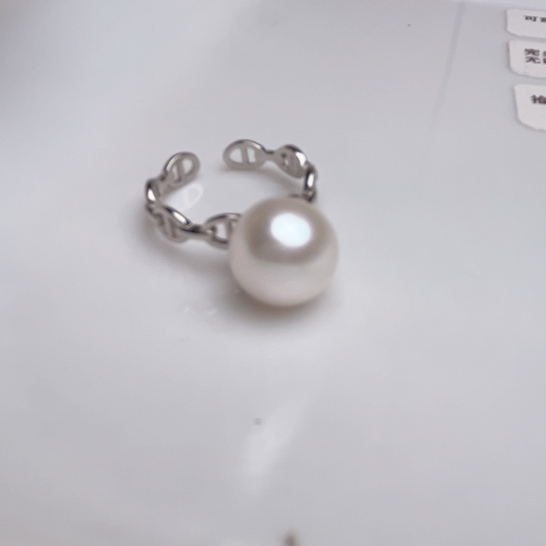 淡水珍珠戒指银S925镶嵌暖*?10-10.5mm