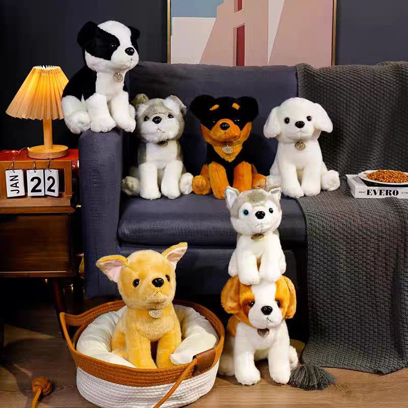 仿真名犬系列狗狗毛绒玩具哈士奇柴犬罗威纳拉布拉多玩偶生日礼物