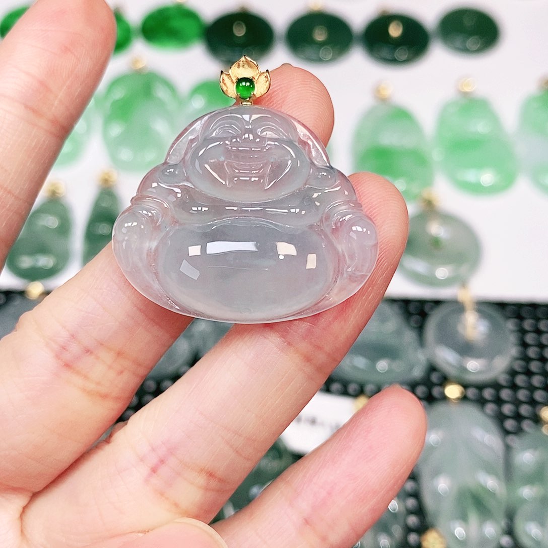 翡翠18K金镶嵌吊坠(不含链)