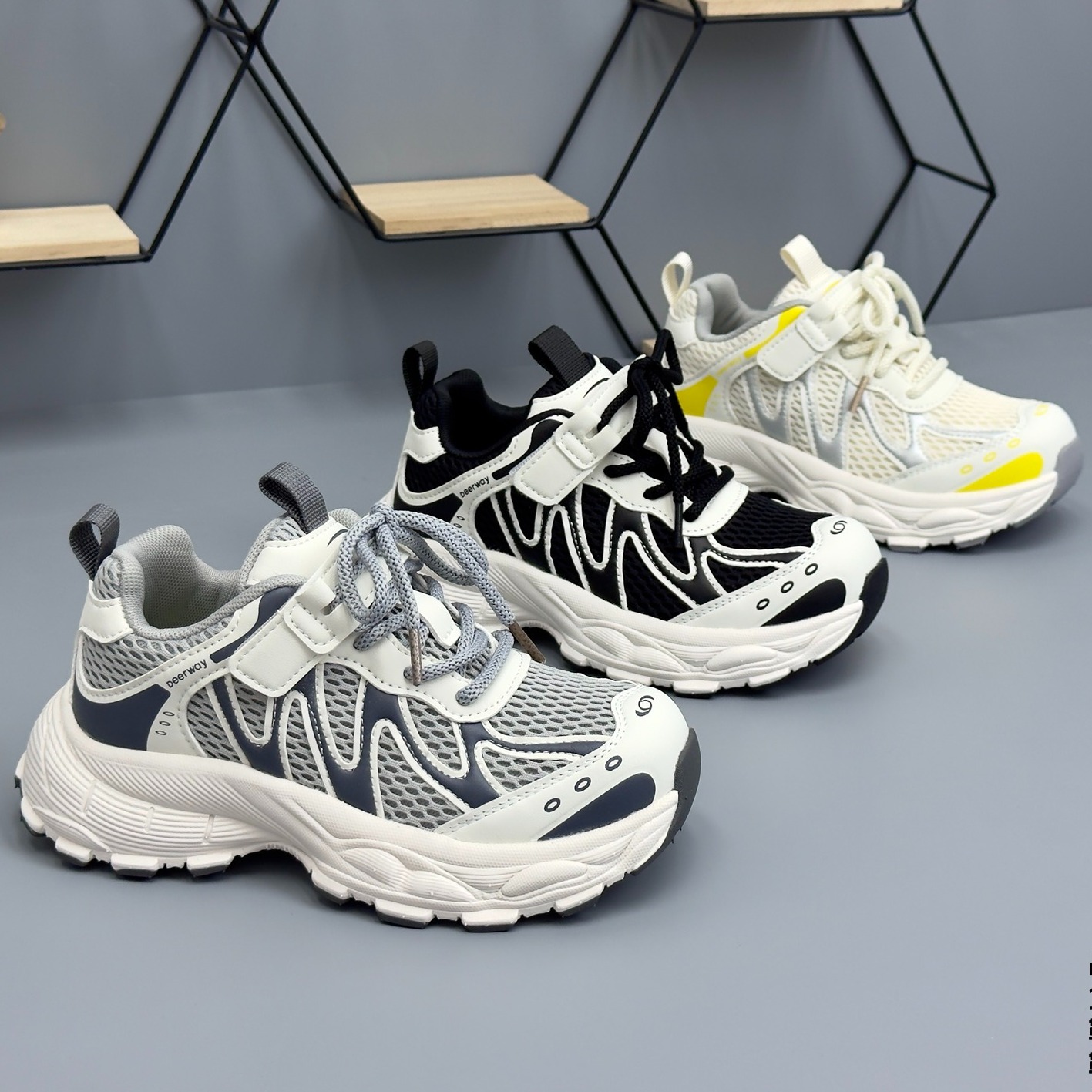 德尔惠3939新款儿童双网潮款老爹运动鞋2025秋