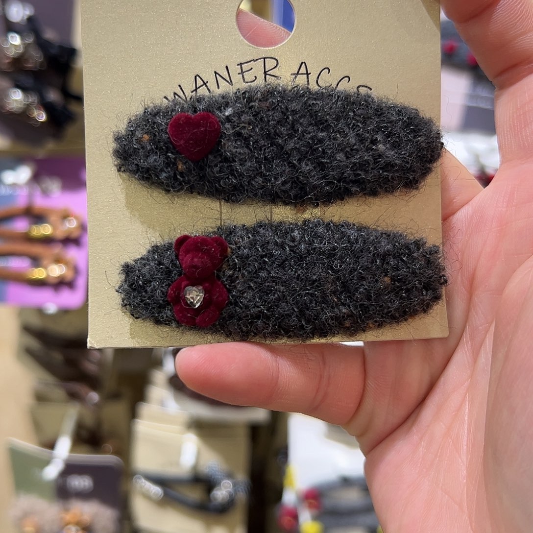 布艺非金属灰色小熊拜拜夹