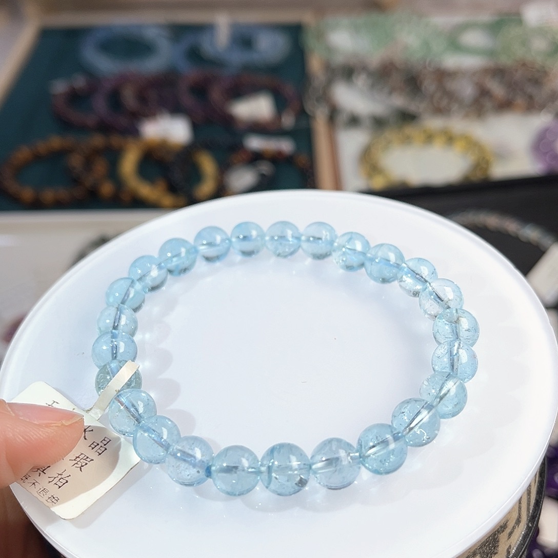 水晶手链未镶嵌葡*蓝托帕7.6