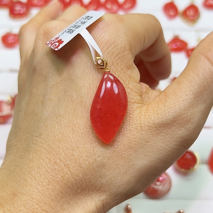 菱锰矿（红纹石）吊坠(不含链)18K金镶嵌