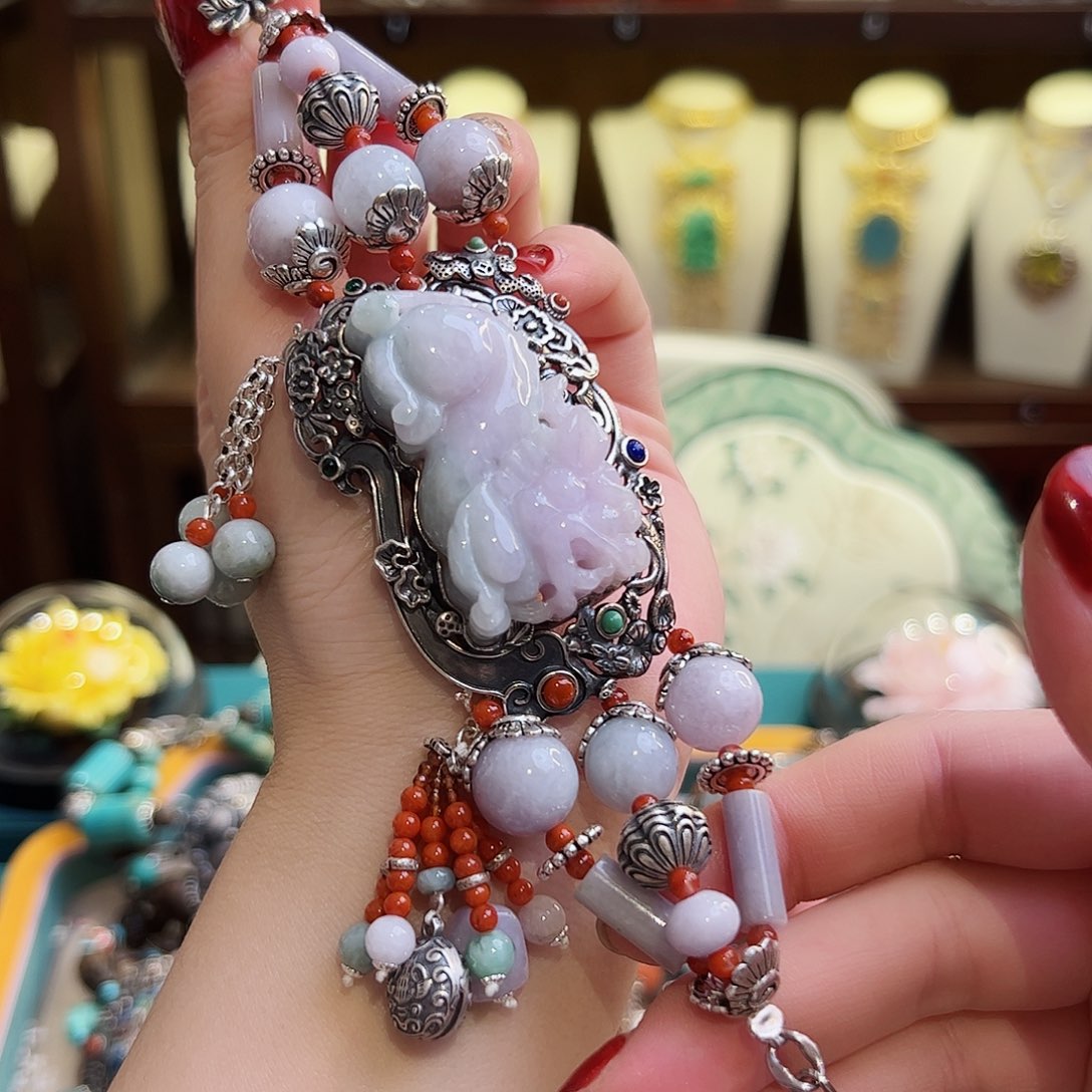 翡翠手链银S925镶嵌手链