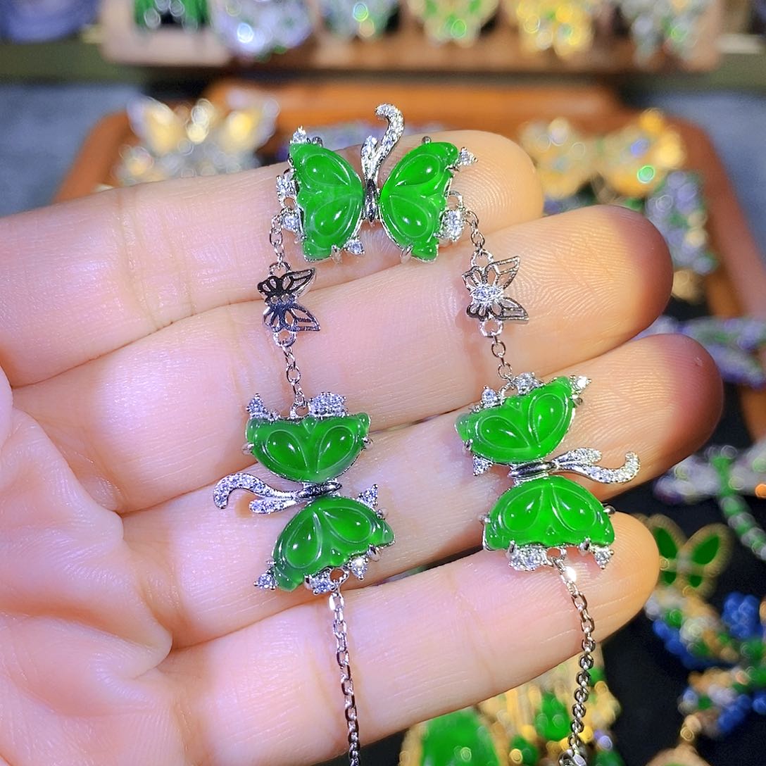 吊坠(不含链)银S925镶嵌翡翠