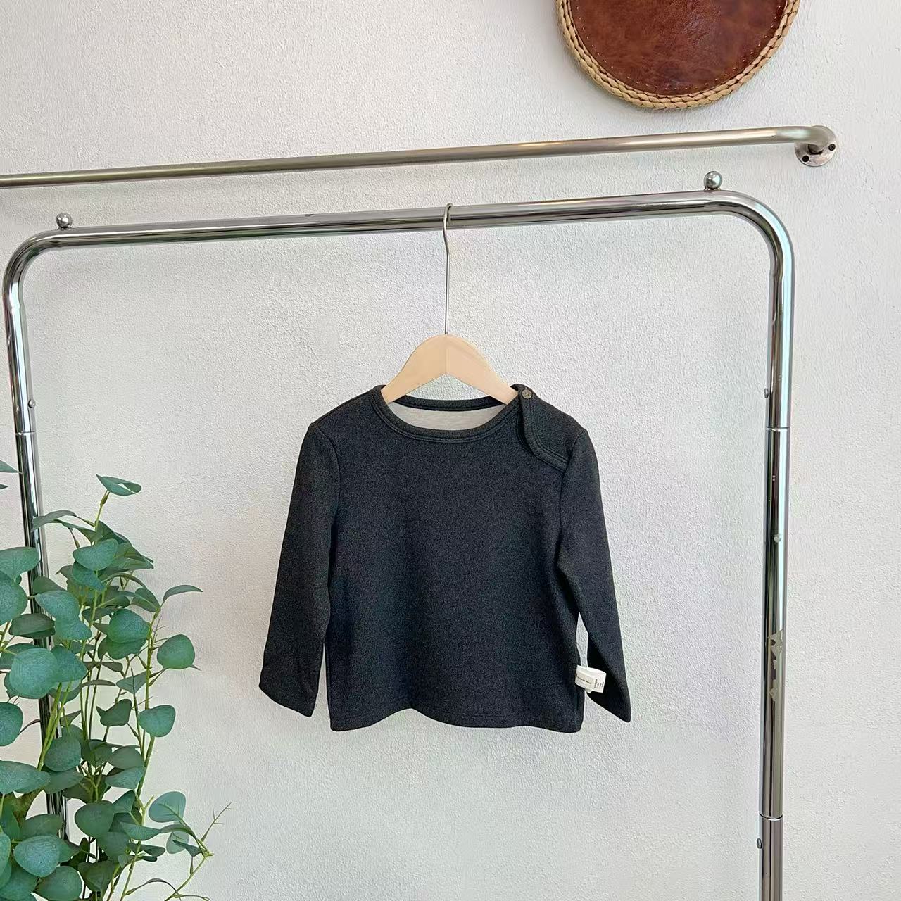 3535帕碳花灰长袖圆领T恤