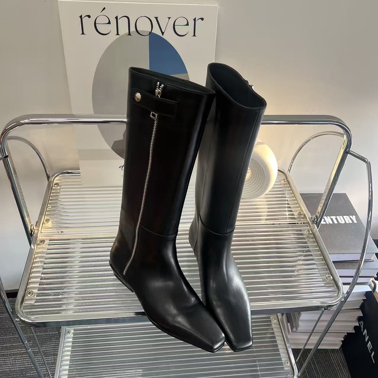 〔小陌严选〕优雅气质百搭真皮长筒靴时尚英伦风软底高靴25CX797LX