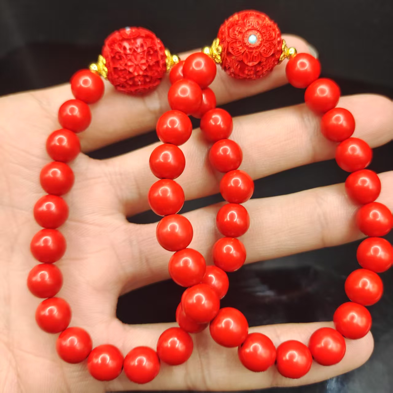 天然辰砂【龙龙严选】朱砂DIY单圈手串Y22【多样性发其一】约8mm