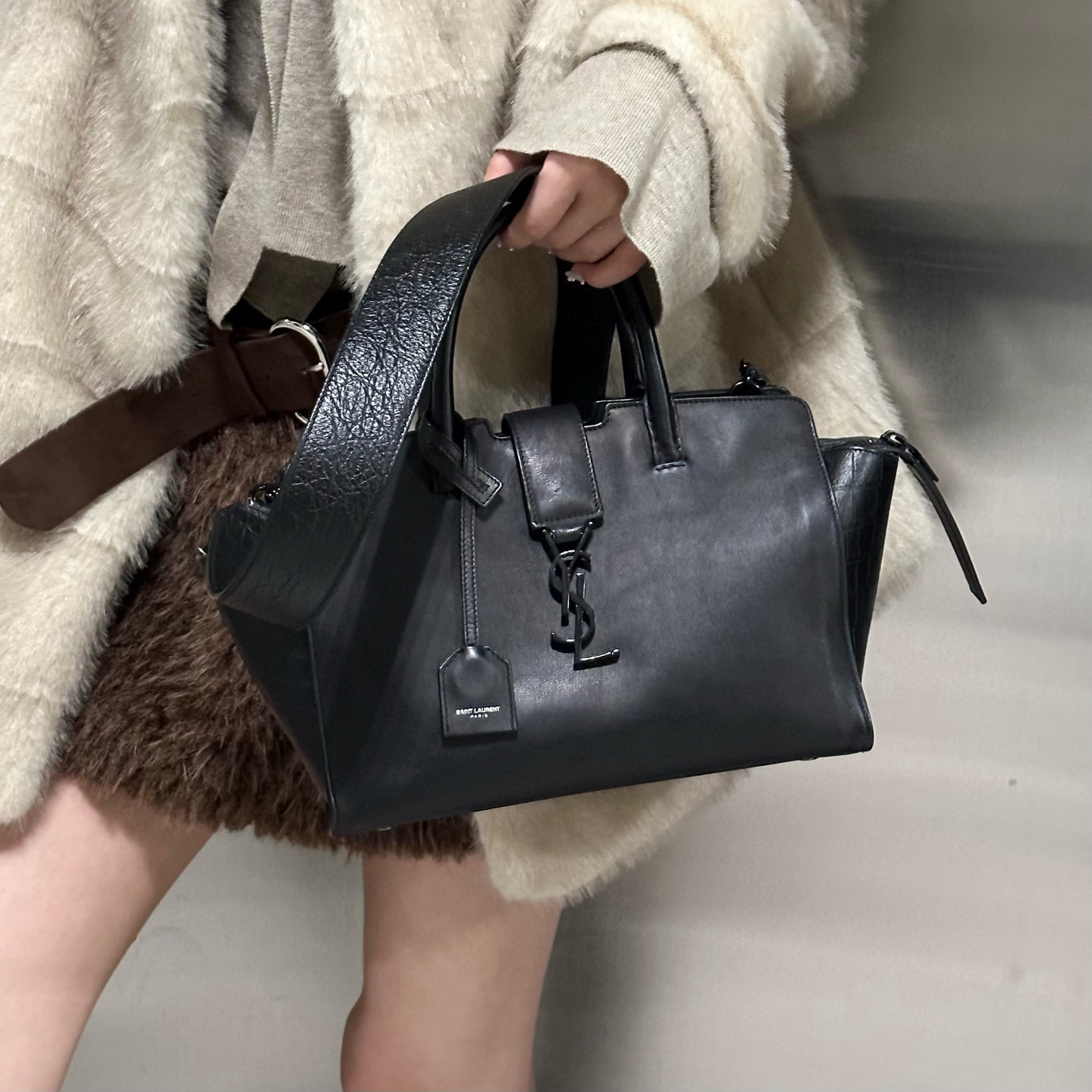 95新 YSL/圣罗兰 ysl so black波士顿斜挎包
