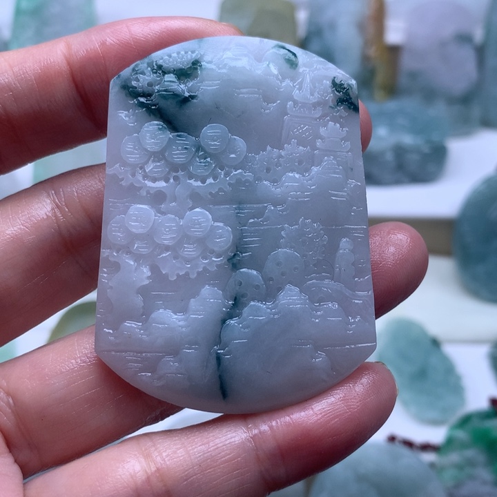 定制翡翠未镶嵌挂件山水挂件