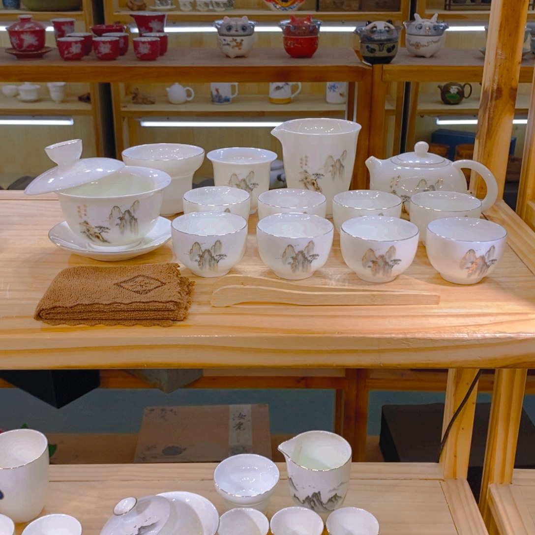 【不止】羊脂玉瓷茶具套装