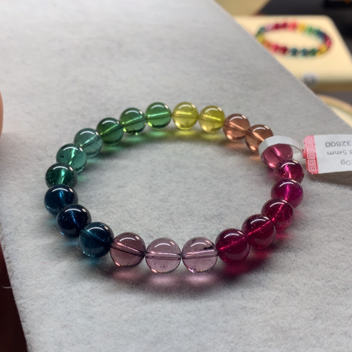 【闪购商品】未镶嵌手链碧玺艳丽渐变色单圈8.5