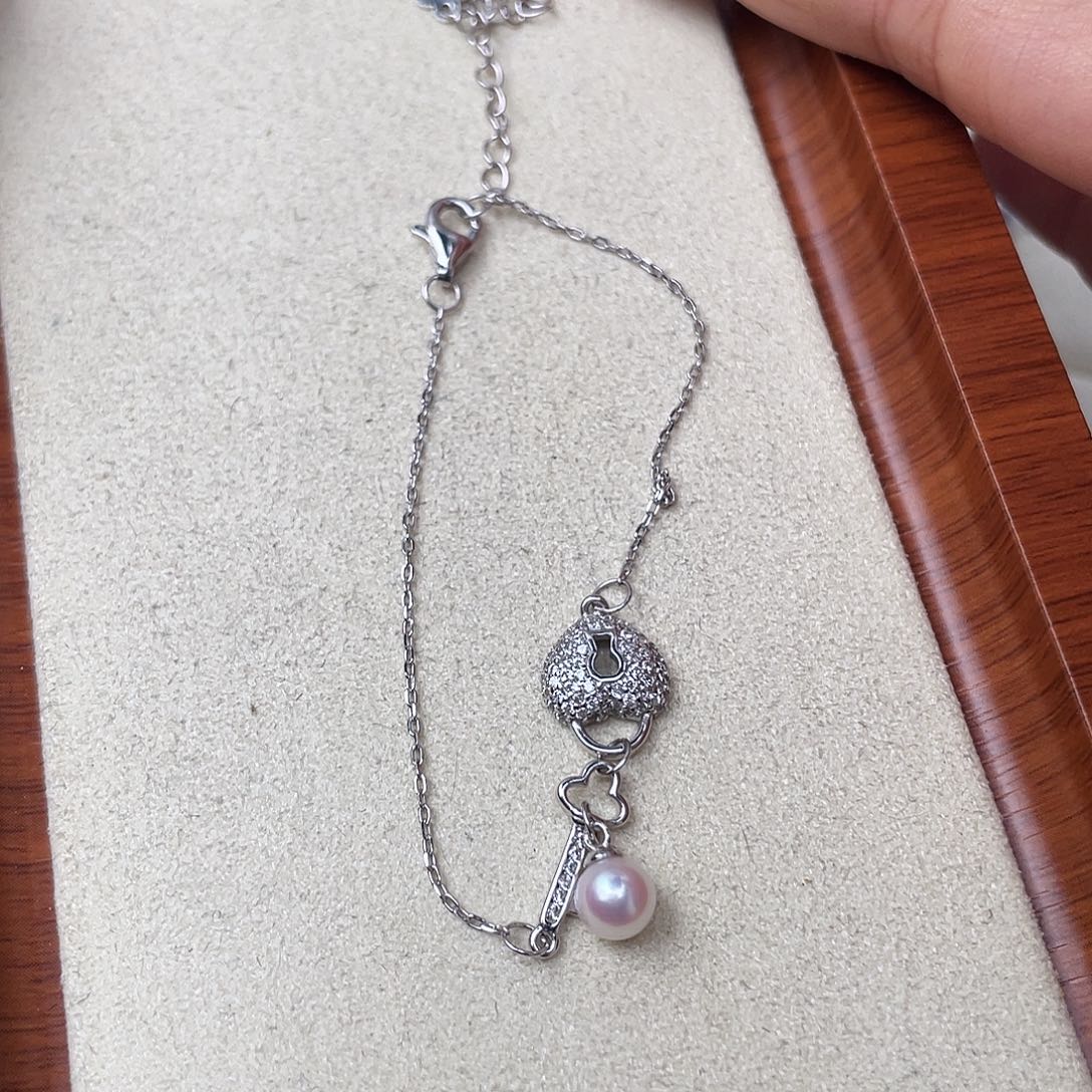 手绳银S925镶嵌海水珍珠