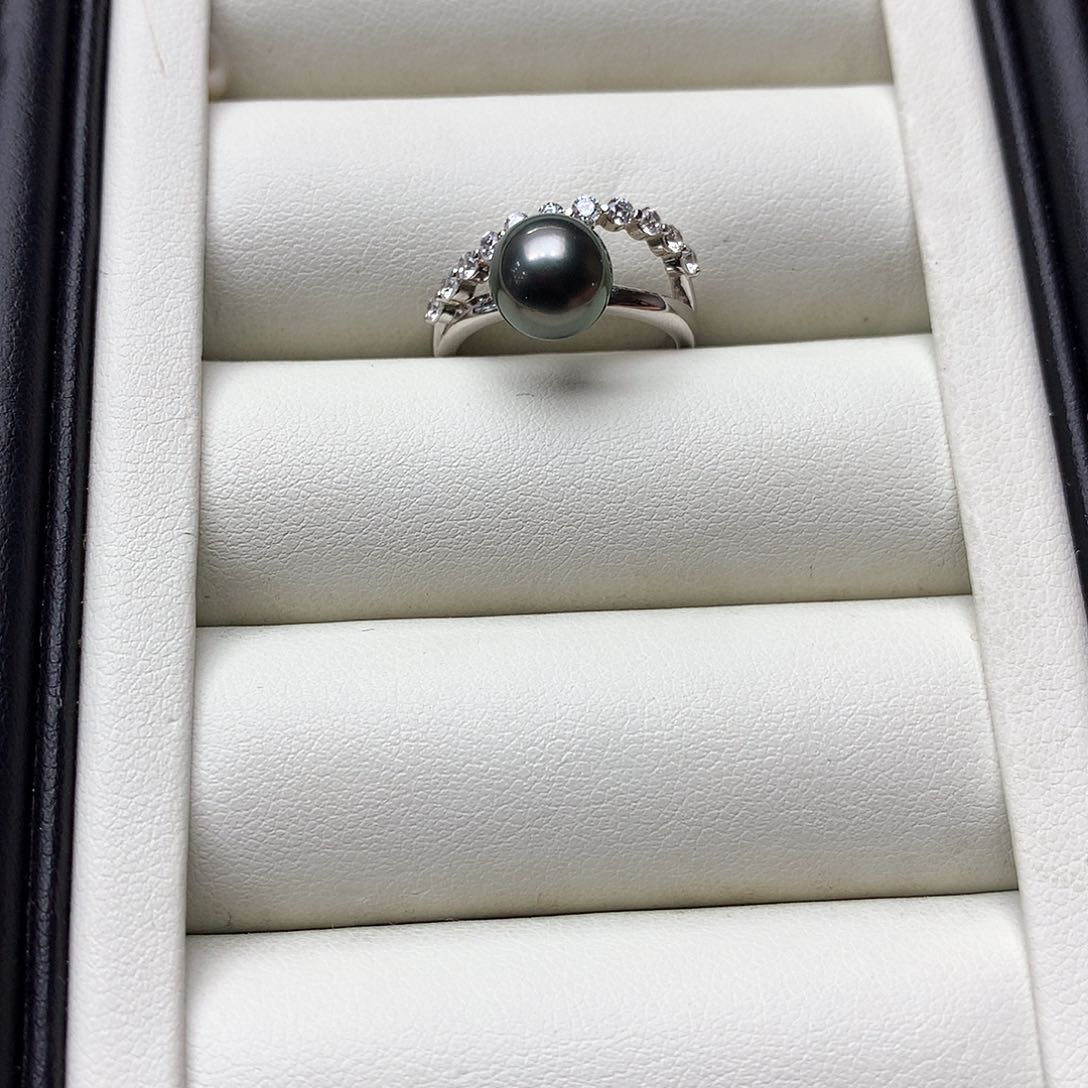 海水珍珠戒圈银S925镶嵌