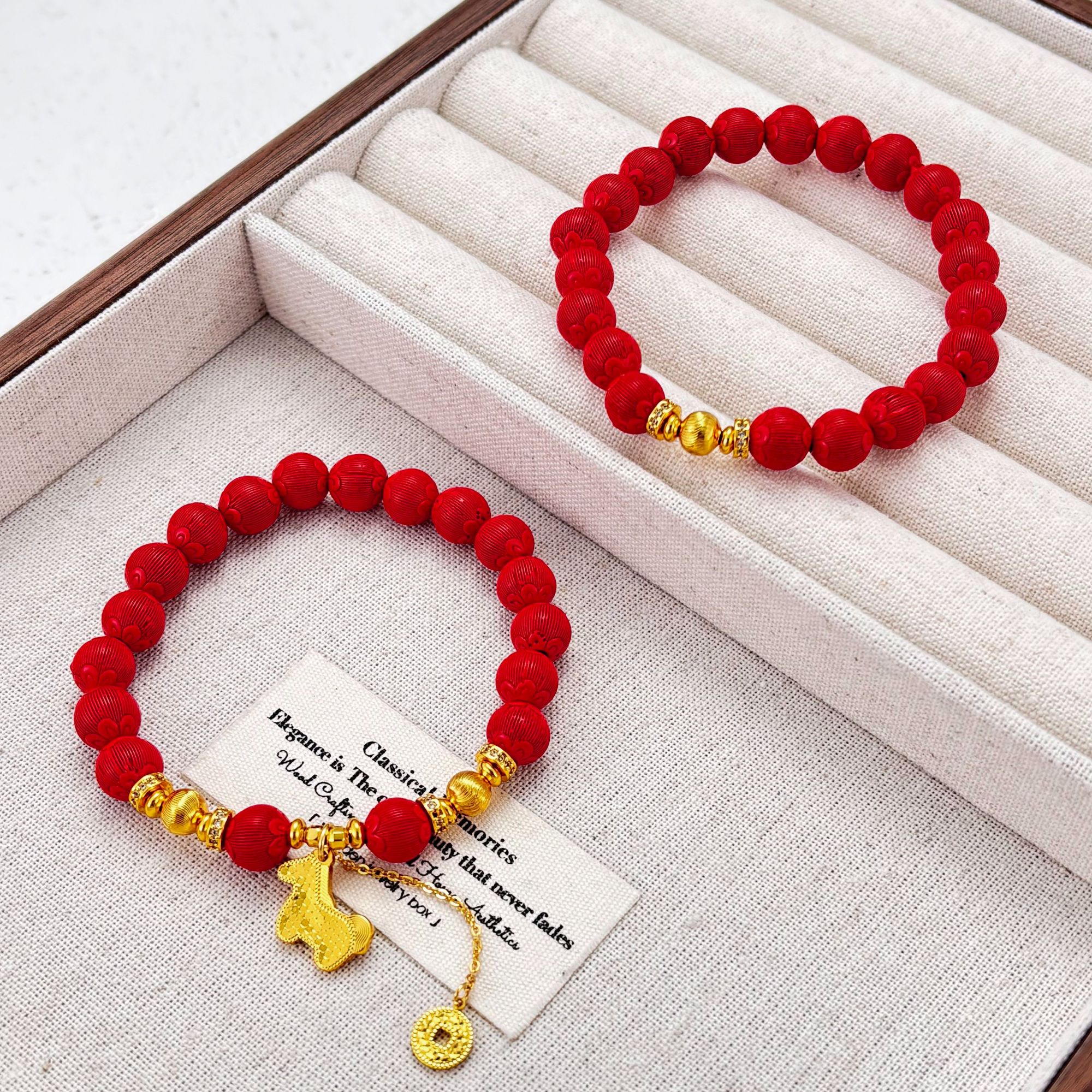 【KEFAN珂梵】复古宫廷女红色时尚编织女款百搭朱砂手串复古