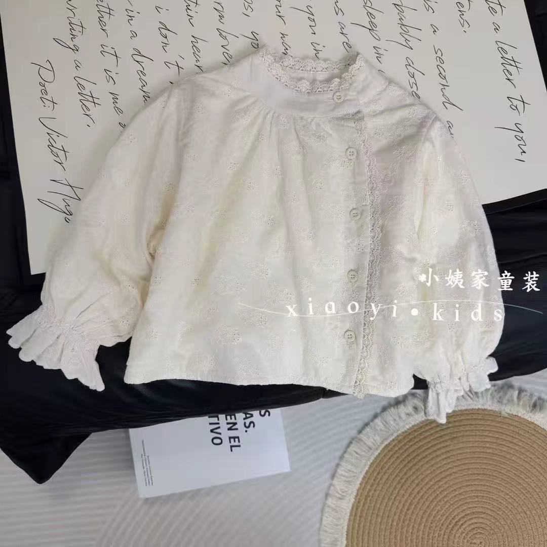 现货！女童衬衫全棉刺绣重工款有内衬不透