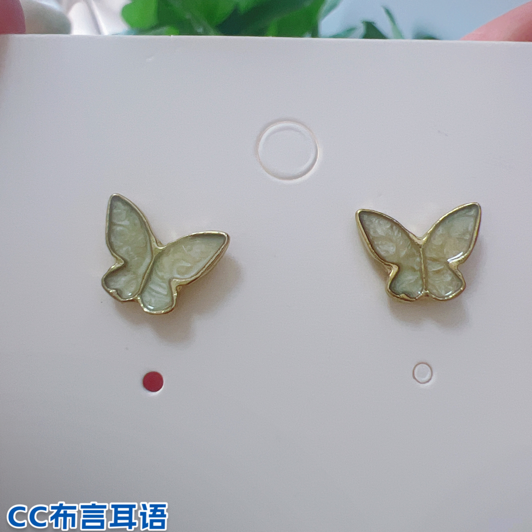 合金耳饰 B9#贝母蝴蝶耳钉