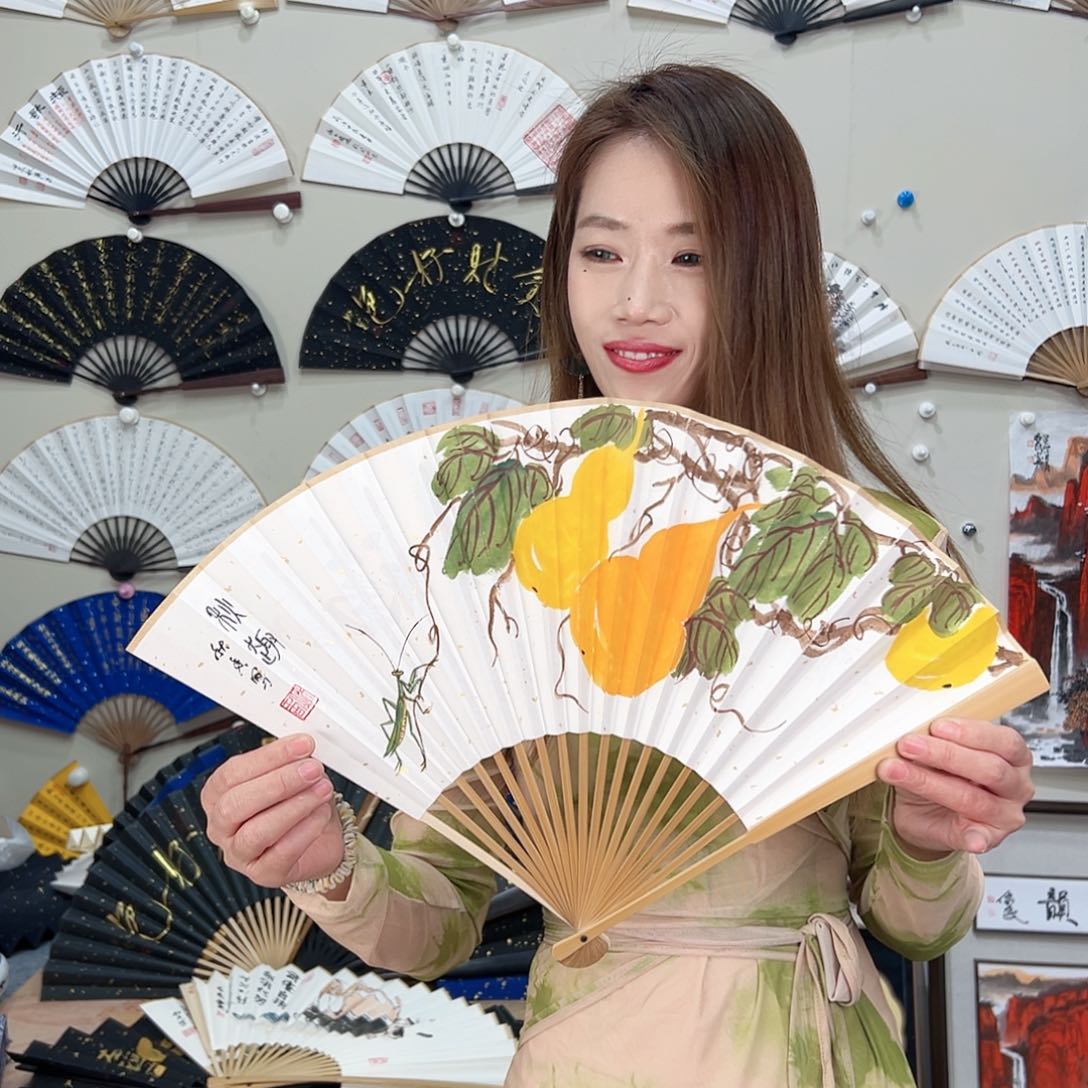 书法九五寸玉竹-文玩扇-手写-粘好发出