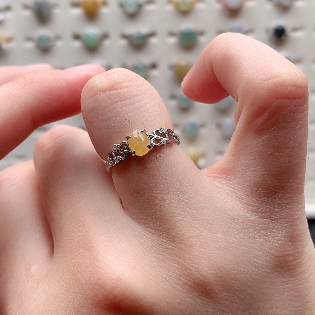 翡翠戒指银S925镶嵌0267