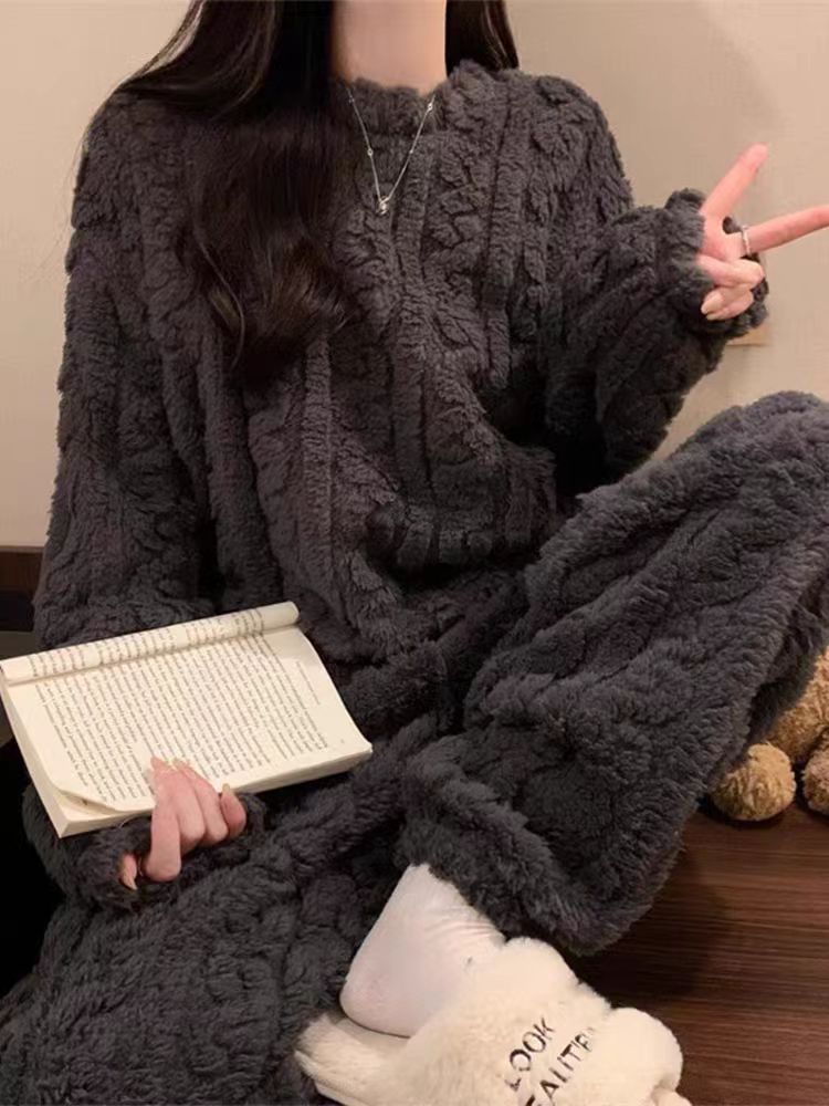 甜美冬季新款保ins暖舒适睡衣15