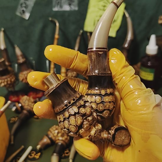 用***3贵州特色竹根烟斗工艺品手把件