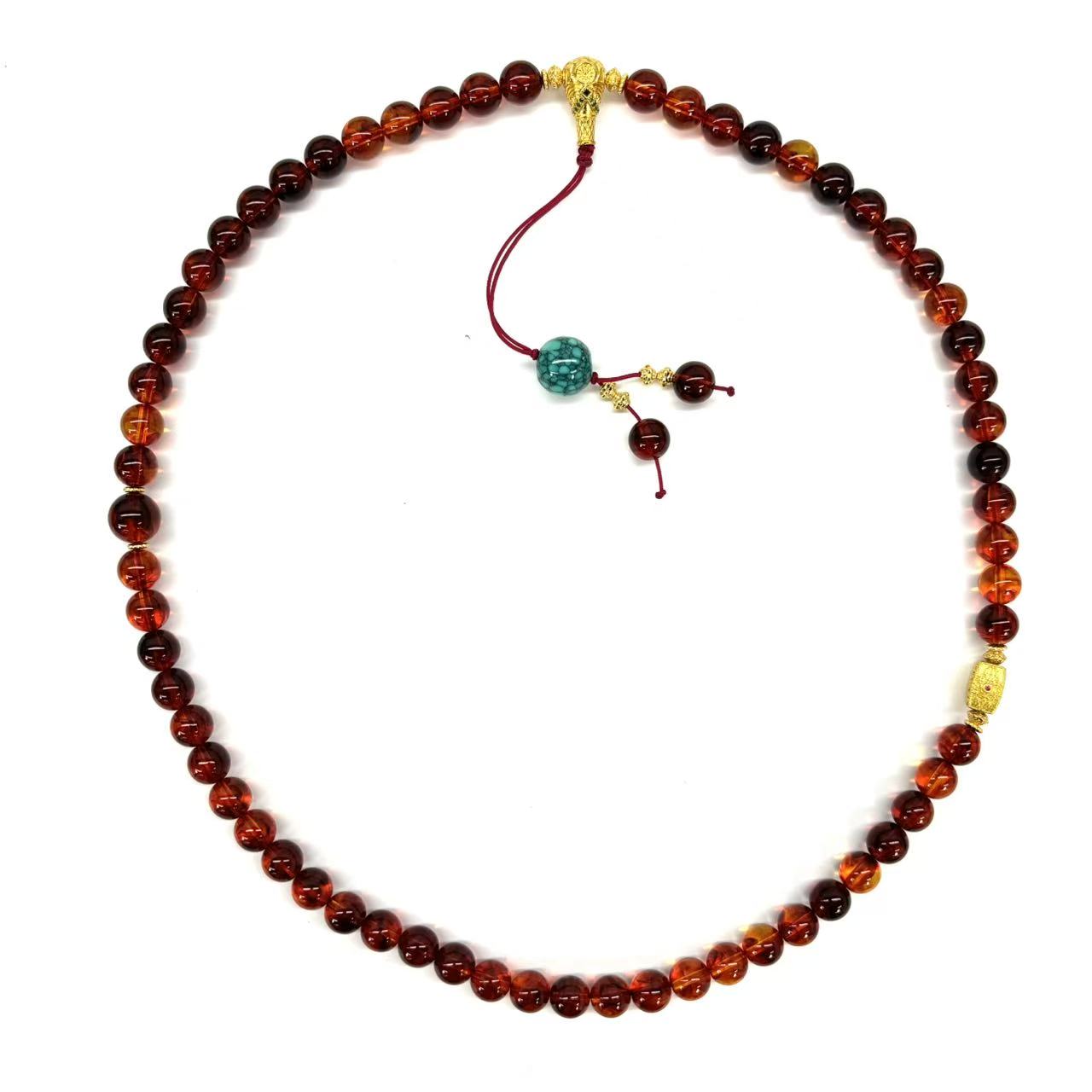 x1018-国风设计款气质款棕红毛衣链-赠礼盒