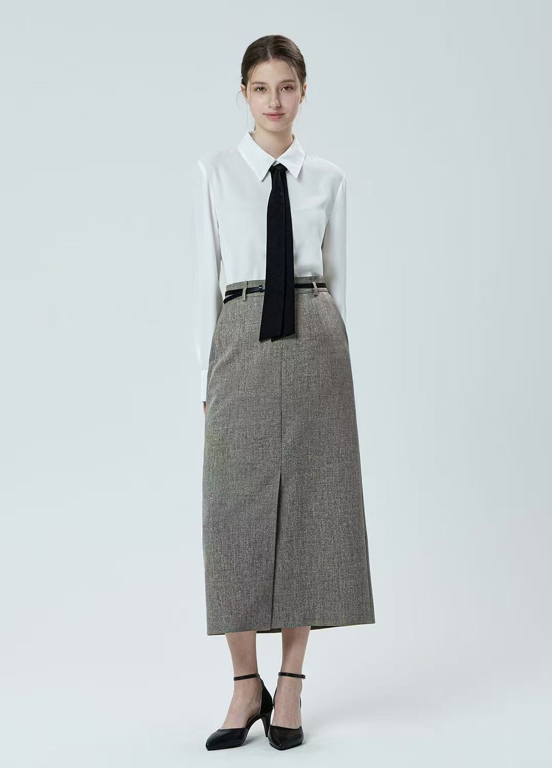 【大连冉然】2025时尚休闲百搭气质简约高腰半身裙