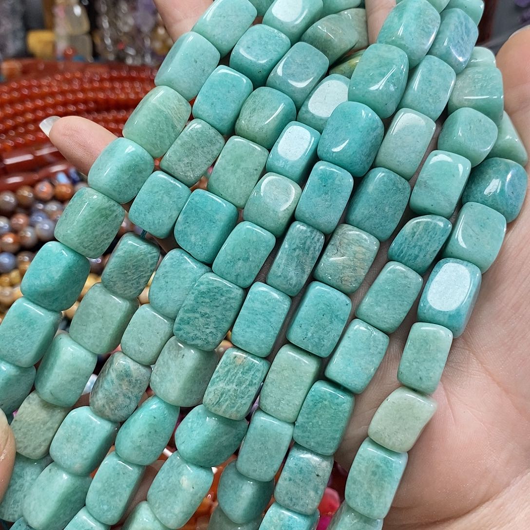 玛瑙/玉髓未镶嵌珠宝半成品天河石方块一条卡12*14mm