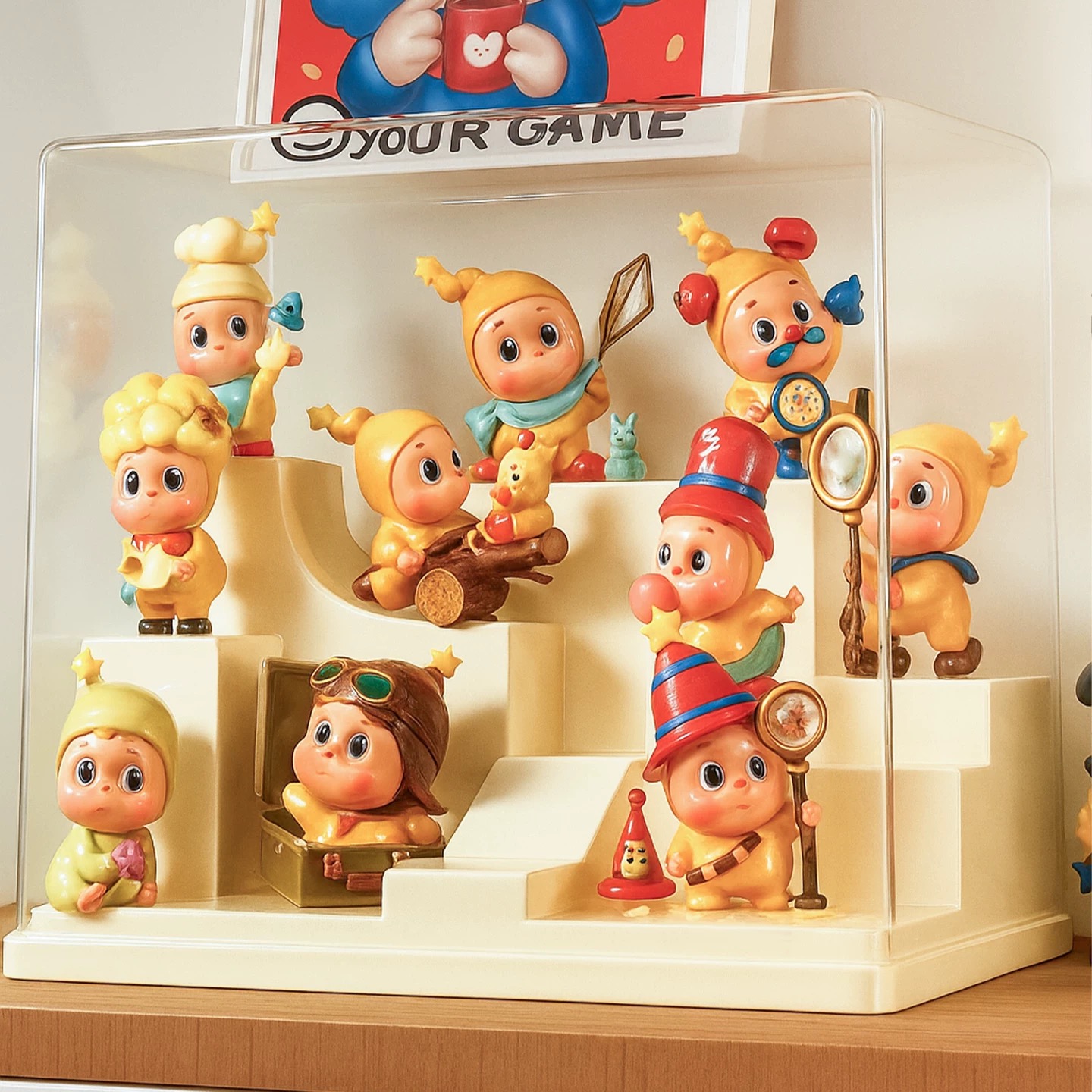 盲盒收纳盒法式造景手办模型展示柜桌面高颜值潮玩摆件创意防尘盒