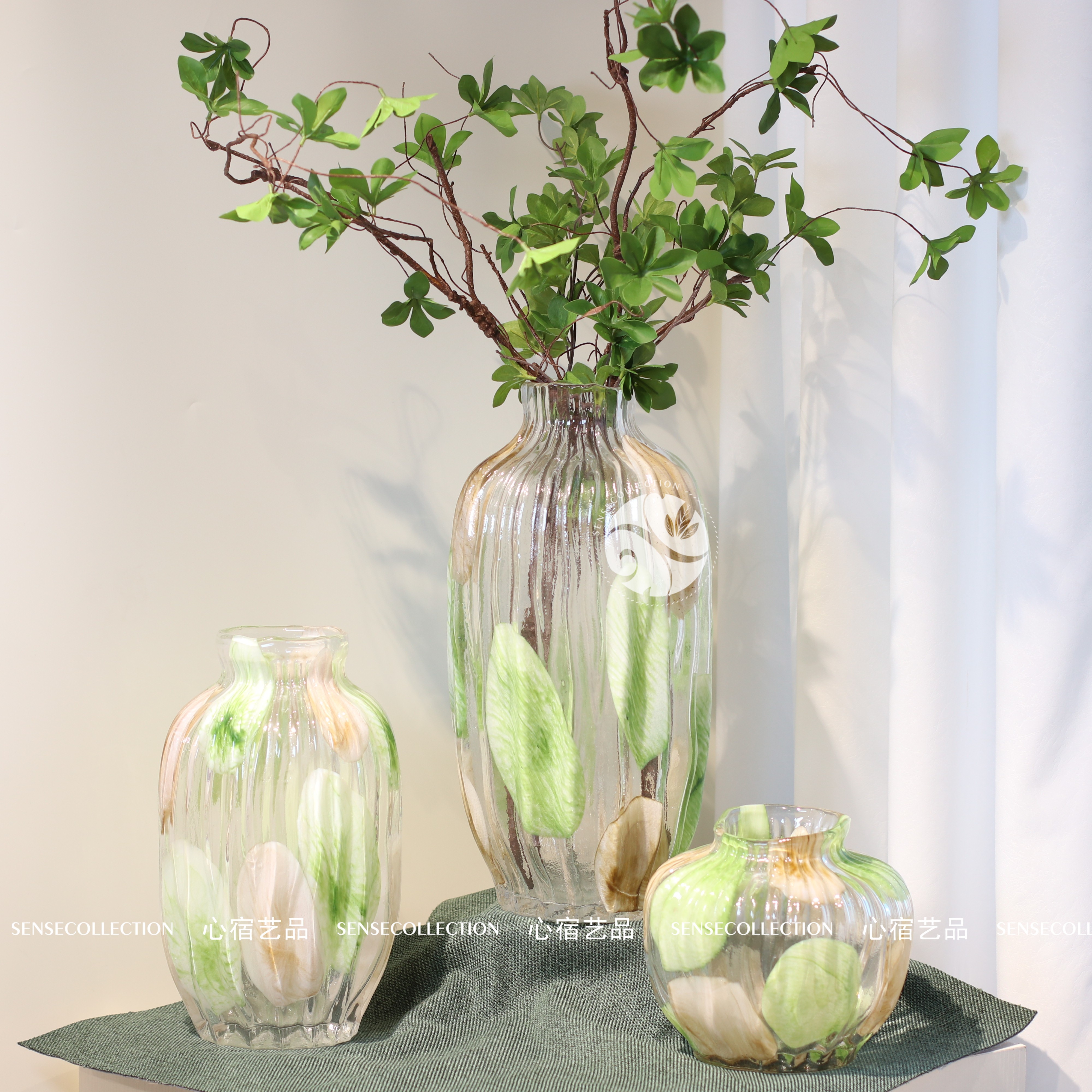 花瓶外贸卧室出口高档透明插花水养家居摆件独家设计水培手工艺
