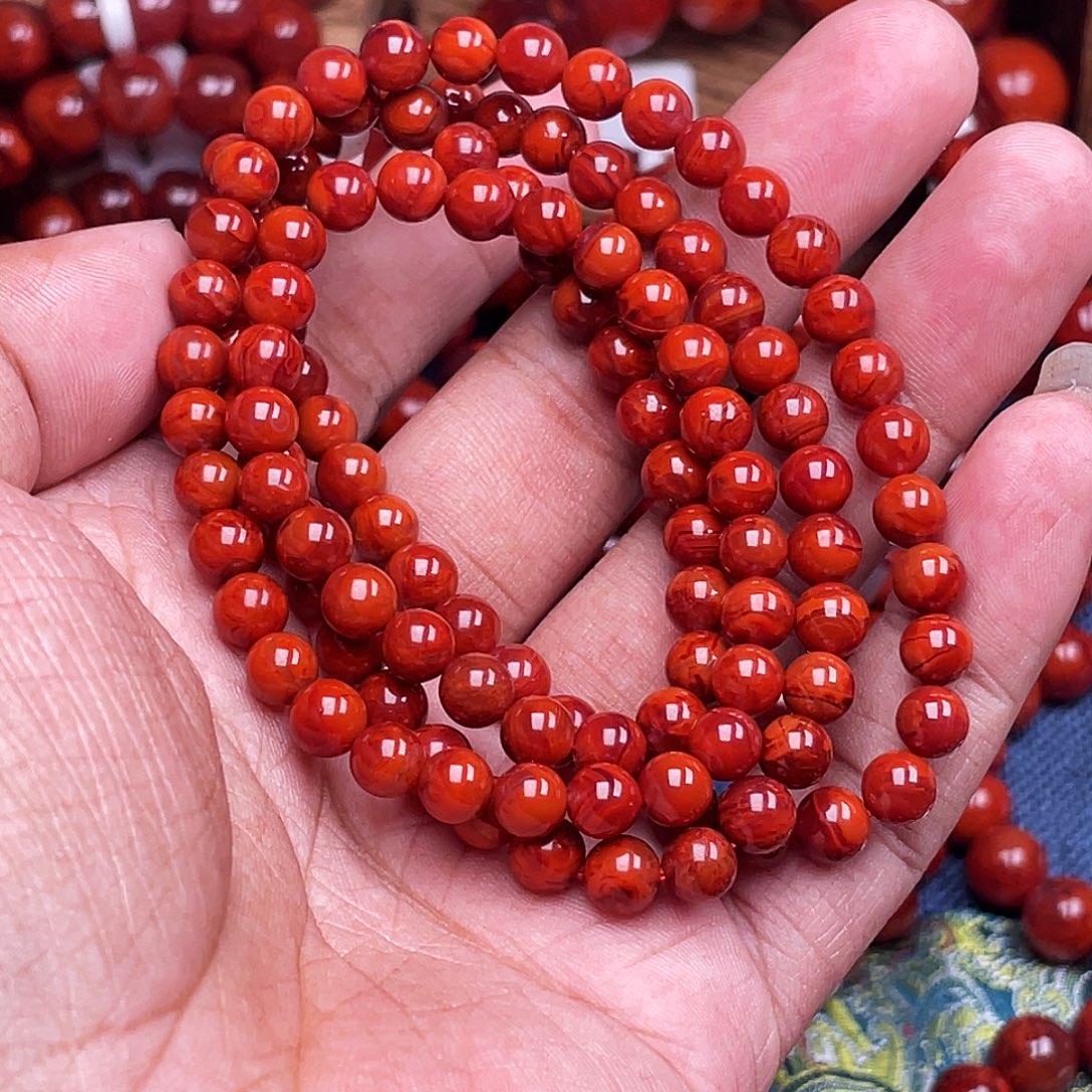 咪***吖南红玛瑙未镶嵌手链南红瓦西卡6多圈