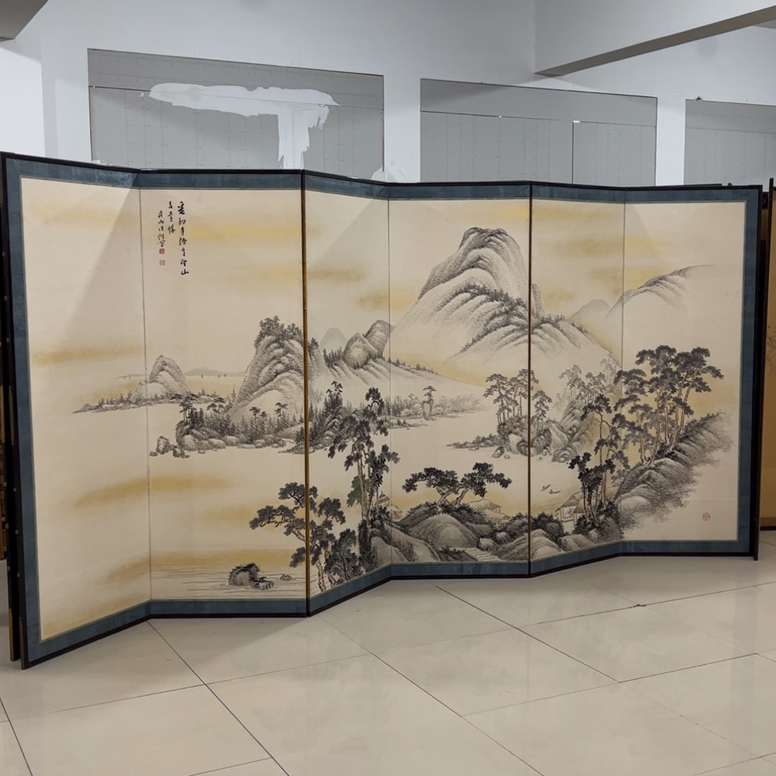 绘画屏风框画茶空间设计