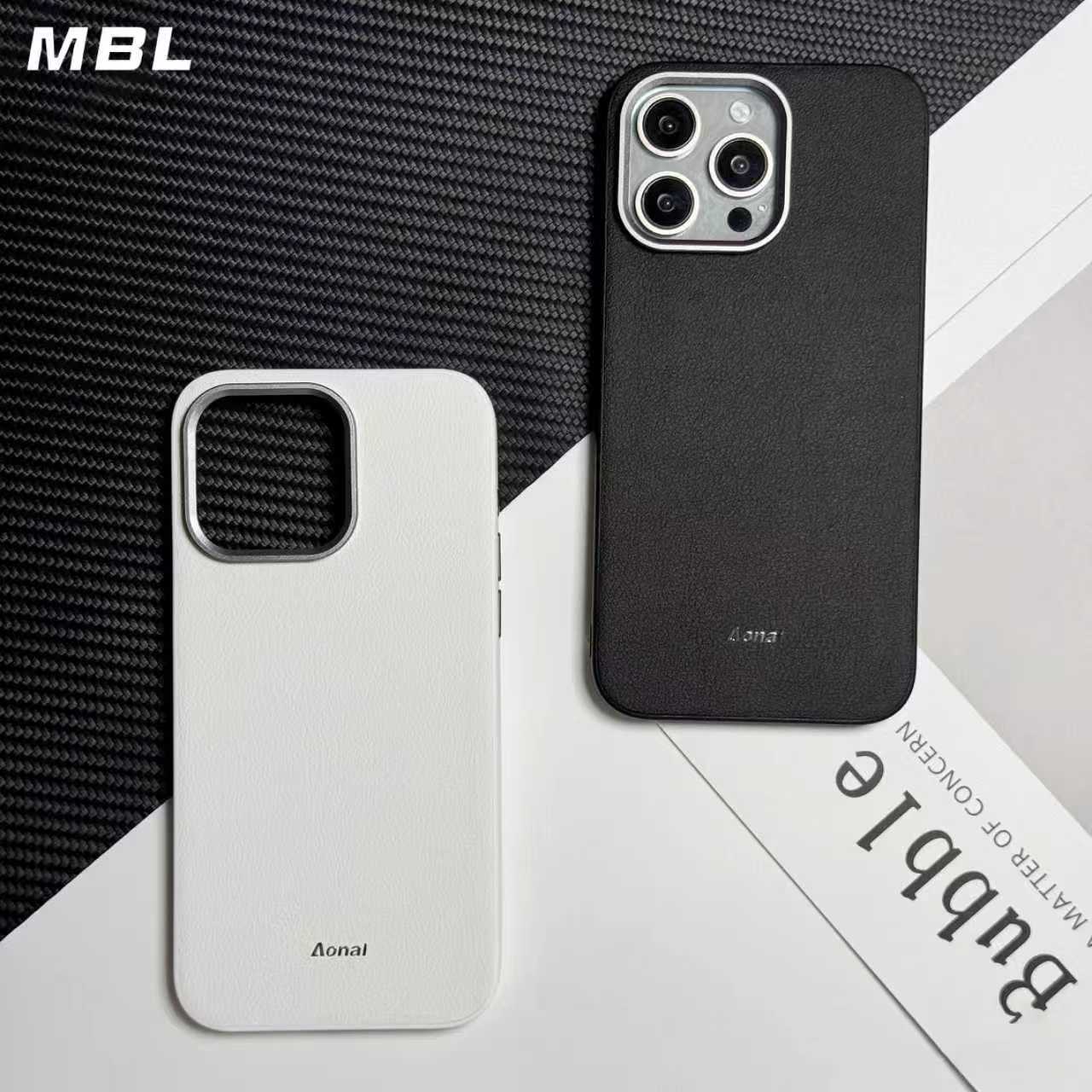 迈博旅荔皮壳适用苹果华为小米手机壳简约高级金属镜头皮革保护套