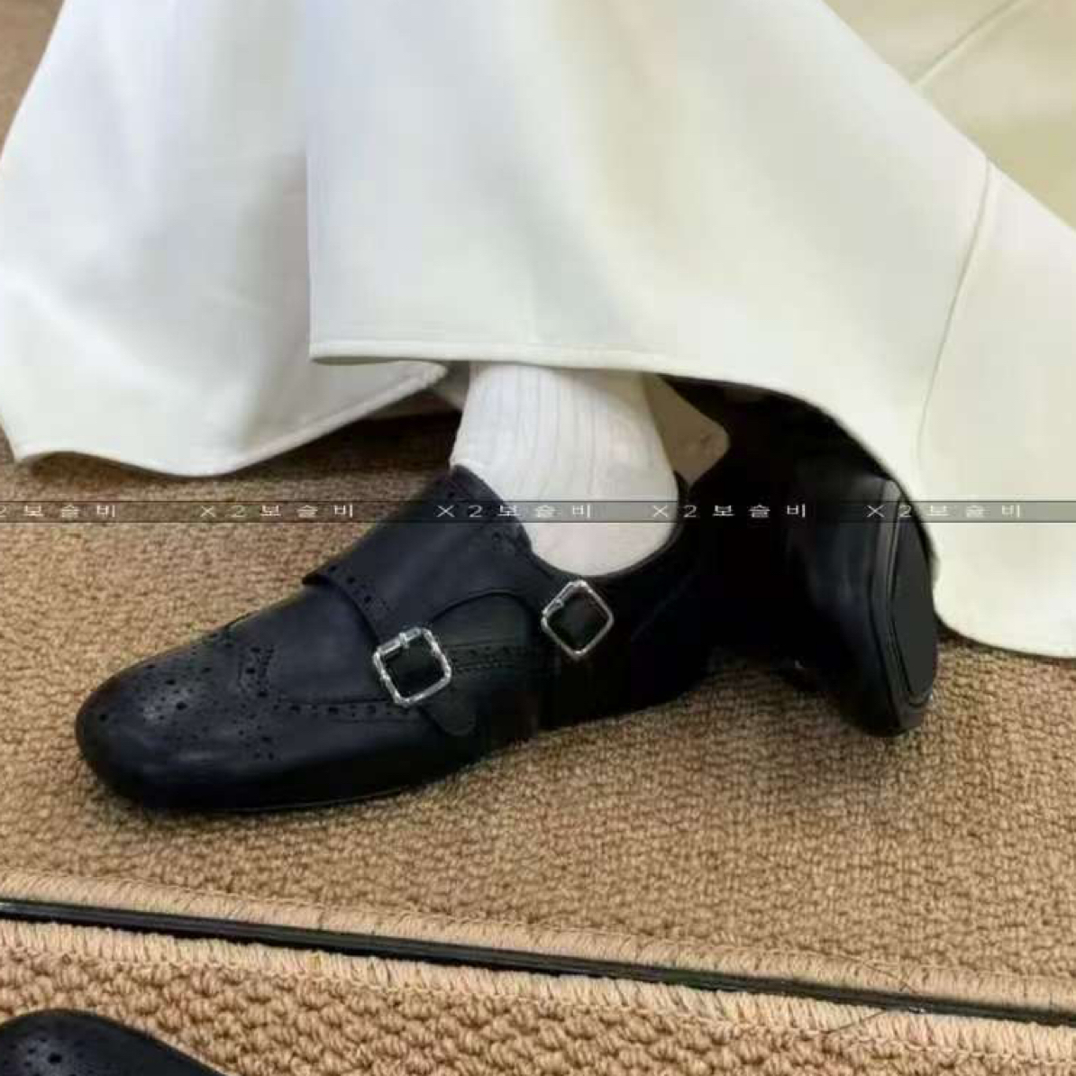 【Maila女鞋馆】真皮加绒复古英伦风布洛克乐福鞋女单鞋百搭