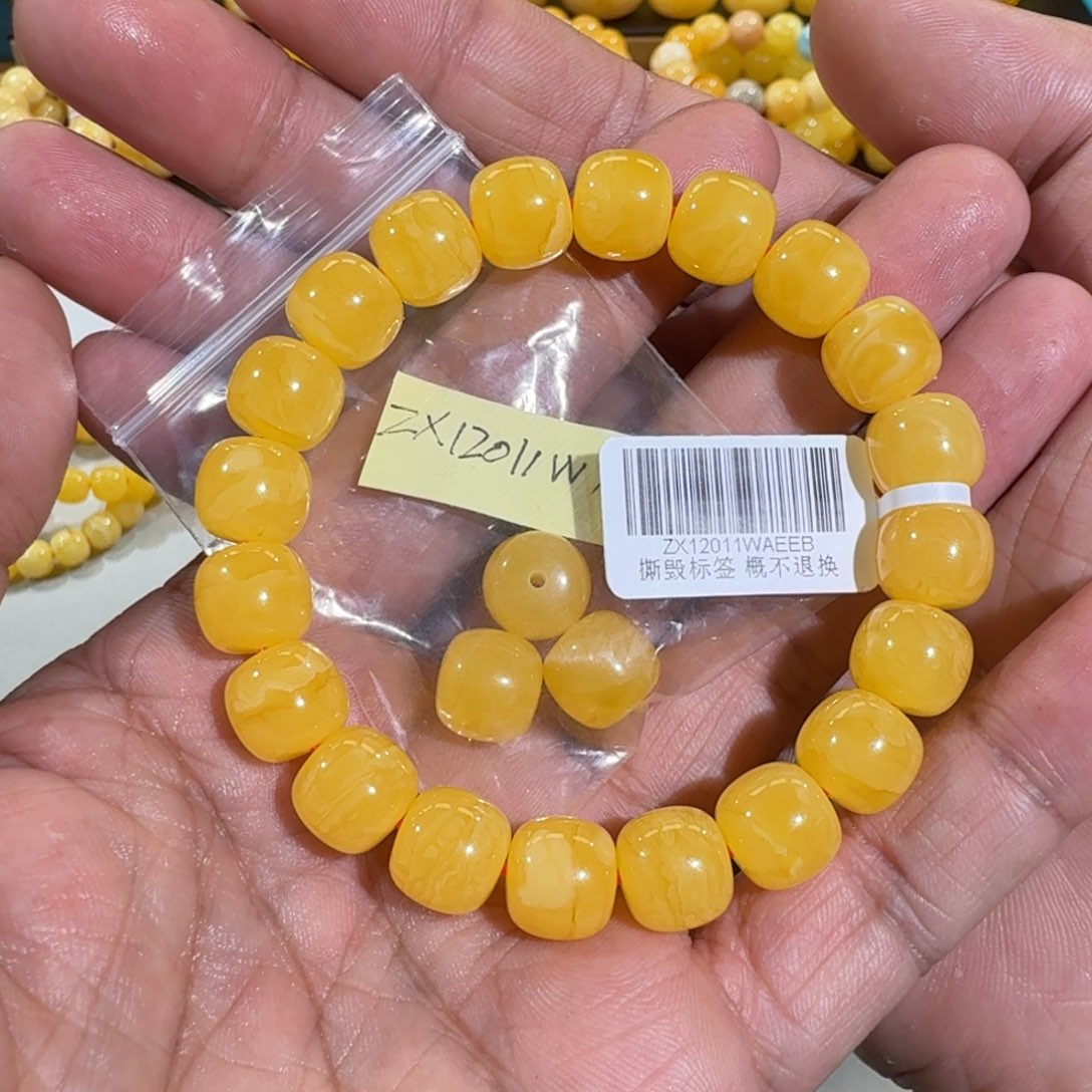 琥珀手链未镶嵌h*11m焦皮同料老型手串16.3