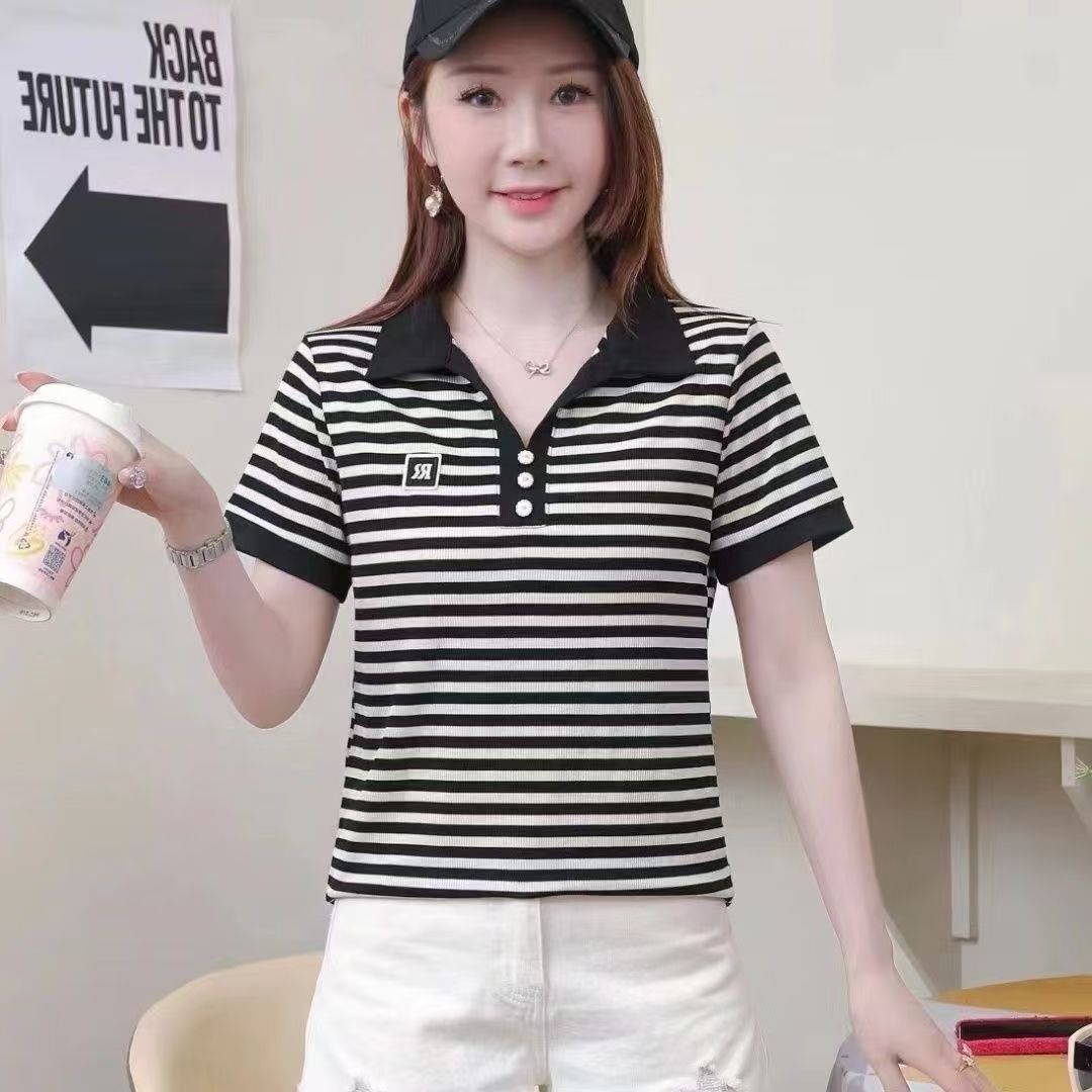 女装时尚纯棉减龄新款气质带货短袖T恤宽松洋气短款上衣时髦风