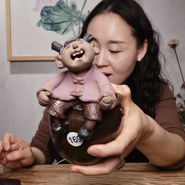 粗砂童趣系列作品花器收纳笔筒