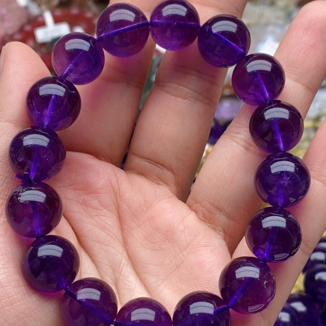 水晶手串未镶嵌椰*汁紫水晶56.4